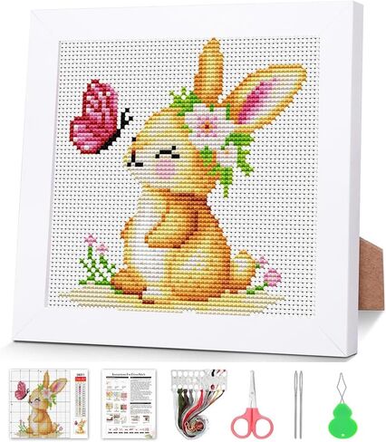 VIGEGU Cross Stitch Kits for Beginners,Salamander Stamped Cross Stitch for Adults with Framed,Crafts for Girls 8-12 Embroidery Kit Partial 11CT Cross-Stitch Arts and Crafts for Adults 6.7x6.7inch in Saudi Arabia