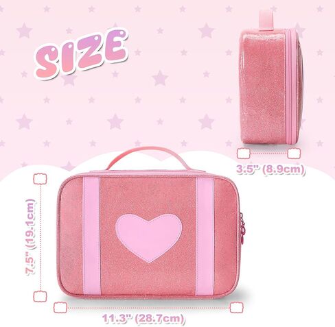 LoDrid Zipper Carrying Case Compatible with Barbie Clothes, 1 Binder and 1 Removable Devider with Multiple Pockets and Handle for Doll Accessories, Pink, Bag Only in Kuwait