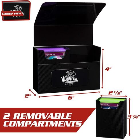 Monster Magnetic Double Deck Storage Box 5 Pk w 2 Removable Deck Sleeves- Each Holds 150 Gaming TCGs-Compatible with Yugioh, and Other Trading Cards- Durable Riveted Construction, Gift in Saudi Arabia