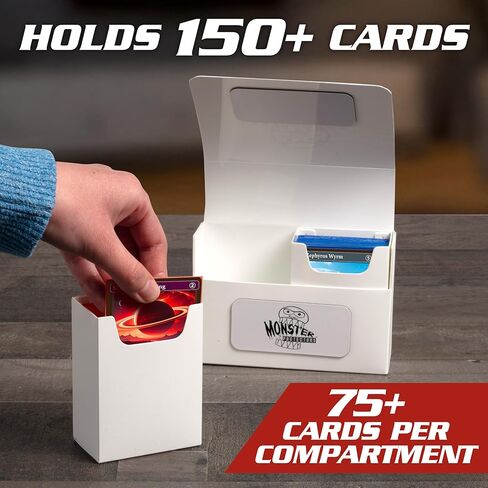 Monster Magnetic Double Deck Storage Box 5 Pk w 2 Removable Deck Sleeves- Each Holds 150 Gaming TCGs-Compatible with Yugioh, and Other Trading Cards- Durable Riveted Construction, Gift in Saudi Arabia