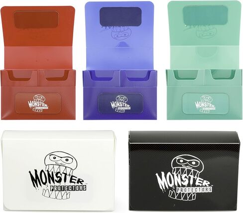 Monster Magnetic Double Deck Storage Box 5 Pk w 2 Removable Deck Sleeves- Each Holds 150 Gaming TCGs-Compatible with Yugioh, and Other Trading Cards- Durable Riveted Construction, Gift in Saudi Arabia