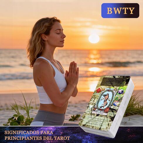 BWTY Cartas De Tarot Español Tarot para Principiantes en Español مع المعاني عليها، الكلمات الرئيسية، علم التنجيم (كوكب البروج)، نعم أو لا، العناصر، علم الأعداد in Kuwait