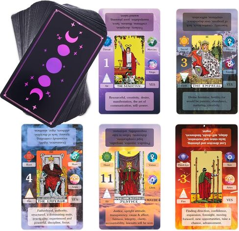 BWTY Cartas De Tarot Español Tarot para Principiantes en Español مع المعاني عليها، الكلمات الرئيسية، علم التنجيم (كوكب البروج)، نعم أو لا، العناصر، علم الأعداد in Kuwait