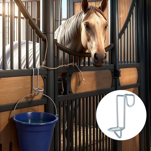 3 Pack Horse Water Bucket Hooks, Heavy-Duty Iron Stall Hangers for Equestrian & Livestock, Tool-Free Removable Hooks for Stall Walls & Fences (Silver) in Saudi Arabia