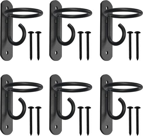 NACETURE Bucket Hooks for Horse Stalls – Anti-Tip Design Feed & Water Bucket Holders, Heavy Duty Stable Barn Fence Accessories – Black Metal Hangers for Horses in Saudi Arabia