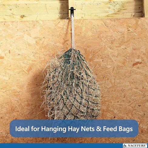 NACETURE Bucket Hooks for Horse Stalls – Anti-Tip Design Feed & Water Bucket Holders, Heavy Duty Stable Barn Fence Accessories – Black Metal Hangers for Horses in Saudi Arabia