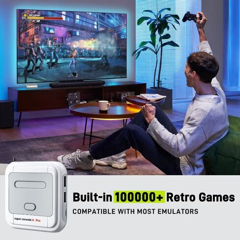 Kinhank Super Console X Pro مع أكثر من 100000 لعبة ونظام تلفزيون وألعاب في 1، وحدات تحكم ألعاب صغيرة ريترو لإخراج 4K HD/AV، متوافقة مع أكثر من 63 محاكيًا، 2 وحدة تحكم في الألعاب in Kuwait