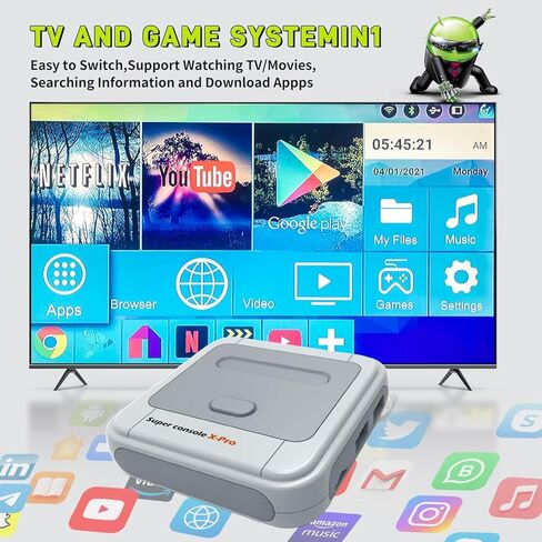 Kinhank Super Console X Pro مع أكثر من 100000 لعبة ونظام تلفزيون وألعاب في 1، وحدات تحكم ألعاب صغيرة ريترو لإخراج 4K HD/AV، متوافقة مع أكثر من 63 محاكيًا، 2 وحدة تحكم في الألعاب in Kuwait