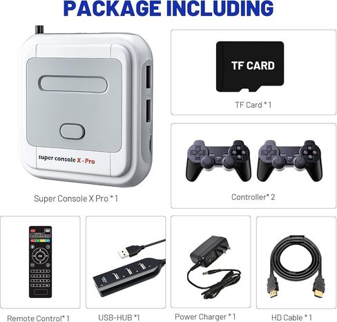 Kinhank Super Console X Pro مع أكثر من 100000 لعبة ونظام تلفزيون وألعاب في 1، وحدات تحكم ألعاب صغيرة ريترو لإخراج 4K HD/AV، متوافقة مع أكثر من 63 محاكيًا، 2 وحدة تحكم في الألعاب in Kuwait
