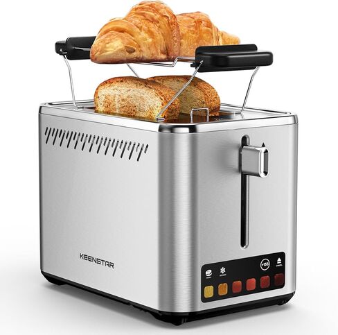 Keenstar Toaster 4 Slice, Extra-Wide Slot Bread Toaster with Dual Control Panels of Bagel/Defrost/Cancel Function, 7 Toasting Bread Shade Settings, Removable Crumb Trays, Auto Pop-Up, Stainless Steel in Kuwait