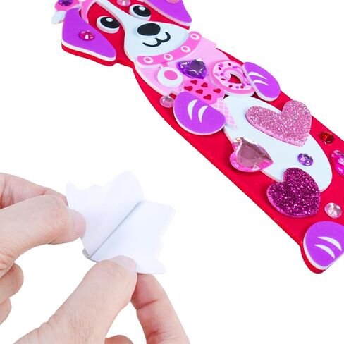Winlyn 24 Sets Valentine's Day Dog Ornaments Decorations DIY Valentine Puppy Craft Kits Foam Bookmark with Heart Dog Valentine Stickers for Kids School Classroom Activities Party Favors Gift Exchange in Saudi Arabia