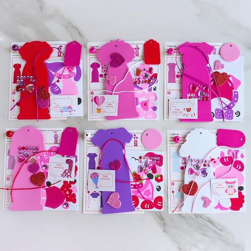 Winlyn 24 Sets Valentine's Day Dog Ornaments Decorations DIY Valentine Puppy Craft Kits Foam Bookmark with Heart Dog Valentine Stickers for Kids School Classroom Activities Party Favors Gift Exchange in Saudi Arabia