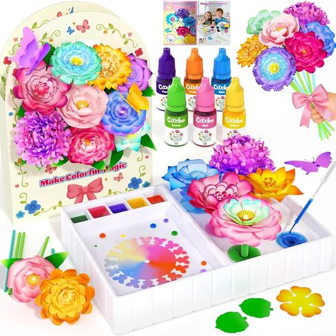 DIY Flower Craft Kits, Magic Dyeing Florist Bouquet Maker Art Supplies Arts and Crafts for Kids Ages 4-6 4-8 8-12, STEM Sensory Toddler Kids Toys Boys Girls Birthday Christmas Valentine’s Day Gifts in Kuwait