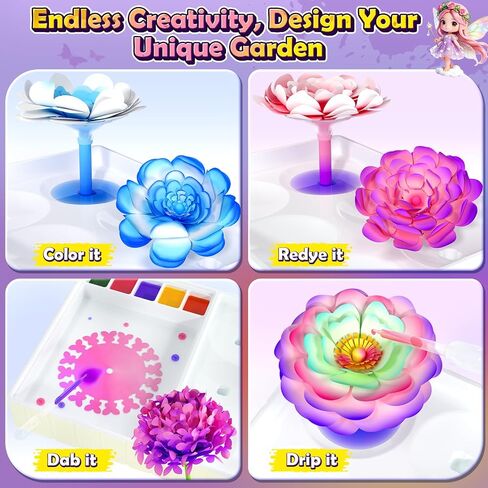 DIY Flower Craft Kits, Magic Dyeing Florist Bouquet Maker Art Supplies Arts and Crafts for Kids Ages 4-6 4-8 8-12, STEM Sensory Toddler Kids Toys Boys Girls Birthday Christmas Valentine’s Day Gifts in Kuwait
