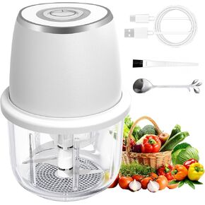 Electric Garlic Chopper, Mini Food Processor & Vegetable Chopper, 350ml Portable Cordless USB Rechargeable Garlic Chopper, Powerful Chopper for Onion, Herb, Nut, Easy to Clean Glass Container（Blue） in Saudi Arabia