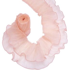 UNICRAFTALE 4 ياردة خوخي وردي كشكش مطوي من الشيفون تقليم 2 طبقة الأورجانزا الأربطة الشريط مزدوج الأورجانزا الدانتيل تقليم مطوي الأورجانزا أشرطة الدانتيل المتقلب فستان حقيبة الديكور النسيج للحرف اللباس in Kuwait