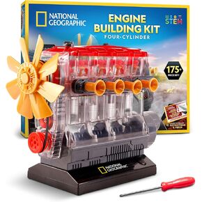 National Geographic 4-Cylinder Engine Building Kit – 175+ Piece Working Model with Moving Parts, Clear Visible Engine Model, STEM Building Toy with Tools & Learning Guide for Kids in Kuwait
