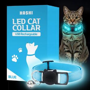 طوق القطط HA SHI LED مع جرس - قابل لإعادة الشحن عبر USB، 3 أوضاع وامضة، مشبك أمان قابل للفصل، طوق خفيف الوزن يتوهج في الظلام يناسب القطط الصغيرة والقطط البالغة (وردي) in Kuwait