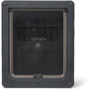 باب كلب متوسط ​​الحجم قابل للقفل من دوج ميت (215 جرام) - غطاء قلاب للكلاب المتوسطة والقطط الكبيرة، من مادة UPVC والجدار والخشب، مصمم بشكل آمن لحيواناتك الأليفة، رمادي in Kuwait