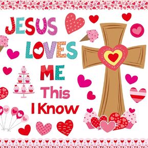 Fancy Land Valentine's Day Christian Jesus Bulletin Board Set Valentine Religious Bulletin Board Decoration Heart Cross Cutouts for Classroom School Wall Door Decor in Kuwait