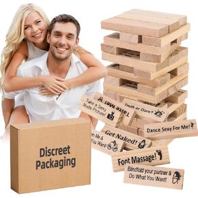 شهوة برج لعبة الجنس للبالغين، 48pcs الكبار لعبة برج كتلة خشبية للأزواج، هدايا عيد الحب تاريخ ليلة الأفكار القذرة هدايا للزوج زوجة، الأزواج الخشبية لعبة تاريخ ليلة لعبة in Kuwait