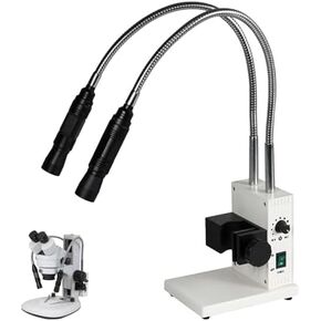 Fiber Optic Microscope Illuminators, Dual Gooseneck LED Lights Source, Angle & Brightness Adjustable, Colour Temperature 6000K, for Stereo Zoom Microscopio in Kuwait