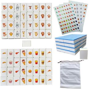 65 Tiles 30mm Seaside Game Blocks, Tiles Escape Game for Kids in ABS Plastic Material Set with 4 DIY Stickers Plastic Mahjong Style, Simple Packaging in Saudi Arabia