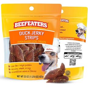 شرائح متشنج البط من Beefeaters للكلاب 22 أونصة، يعامل الكلب عالي البروتين المخبوز بالفرن Duck Jerky - وجبات خفيفة للكلاب خالية من الدهون قليلة الحبوب - بدون قمح الذرة أو فول الصويا - يعامل متشنج للكلاب مطاطية للتدريب والمكافآت in Kuwait