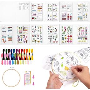كتاب غرز DIY، كتاب غرز التطريز مع عدة خياطة متعددة، مجموعة تدريب محمولة مع نسيج الكتان، أنماط إبداعية، كتب غرز تطريز محمولة لمحبي المبتدئين المصنوعين يدويًا in Kuwait