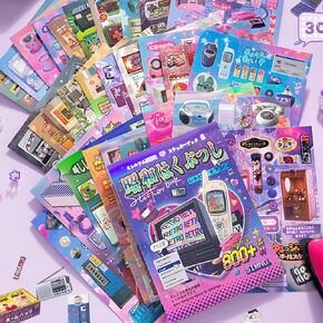 800+ Japanese Sticker Book - Vintage Aesthetic Stickers for Journaling, Scrapbooking | Glossy, Matte, Frosted Textures | Adult Craft Gift-Prayer Board Supplies-Vision Board Supplies in Kuwait