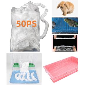 50 قطعة من بطانة قفص الحيوانات الصغيرة للاستعمال مرة واحدة، بطانات قفص خنزير غينيا أرنب من البلاستيك الشفاف، حقيبة بطانة قفص الأرنب، طبقة تواليت عالمية، فراش حيوانات صغيرة (50 قطعة، مقاس M) in Kuwait