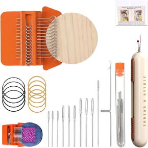 Speedweve Style Darning Loom، أداة آلة النول الصغيرة، 14 خطافًا للنسيج Speedweve و9 إبر حياكة الغزل، إصلاح النسيج اليدوي لإصلاح ملابس جوارب الجينز in Kuwait