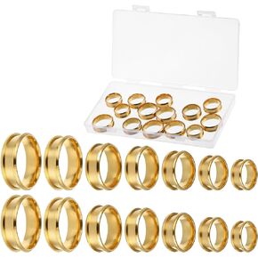 14 PCS Ring Blanks for Jewelry Making, Ring Making Kit, Grooved Rings Blanks Cores, US Size 6/7/8/9/10/11/12, 8mm Wide Round Empty Findings for DIY Jewelry Craft Supplies, Men Women in Kuwait