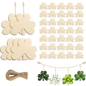 40 Pcs 3.5" Wooden Shamrock Ornaments to Paint, St. Patrick's Day Decoration Cutouts, DIY Unfinished Wood Discs for Crafts Hanging Decorations Wood Slices for Kids DIY Art Crafts Home Spring Decor in Kuwait