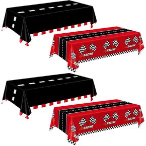 Oigco 4 Pcs Racing Car Plastic Tablecloth, Race Car Birthday Party Decorations Racetrack Rectangular Tablecloth, Race Car Table Cover for One Two Fast Birthday Decorations, 54 x 108 Inch in Saudi Arabia