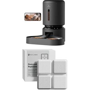 Bundle of PETLIBRO Automatic Cat Feeder with Camera for 2 Cats (Dual Tray, Black) and 6 Packs Pet Food Desiccant Bag in Kuwait