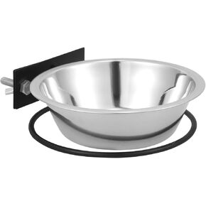 VALICLUD Hanging Stainless Steel Cat Bowl Portable Pet Food and Water Feeder with Black Mounting Ring Medium Size for Cage and Crate Use in Kuwait