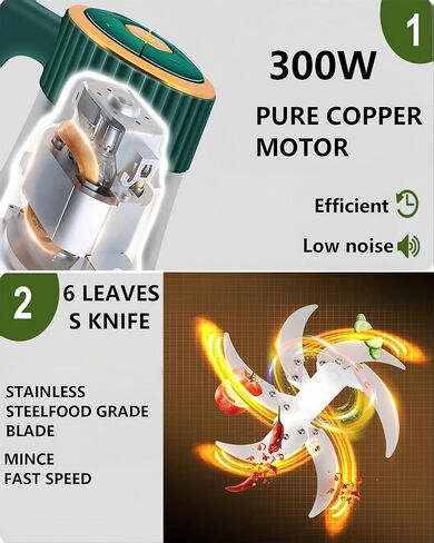 Food Processor, 5-Speed Food Cutting Meat Grinder, Equipped With 12 Cups Of Stainless Steel And 12 Cups Of Glass Bowls, Suitable For Mixing Dough, Meat, Vegetables, Etc., 2 Sets Of Blades in Kuwait