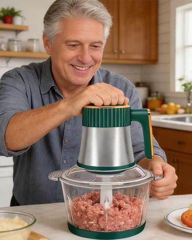 Food Processor, 5-Speed Food Cutting Meat Grinder, Equipped With 12 Cups Of Stainless Steel And 12 Cups Of Glass Bowls, Suitable For Mixing Dough, Meat, Vegetables, Etc., 2 Sets Of Blades in Kuwait