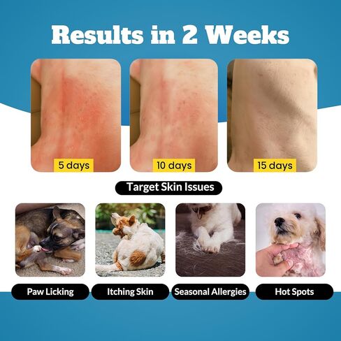 Dog Allergy Itch Relief Chews Supplement – Itchy Skin, Hot Spot & Dry Skin Support for Paw Licking, Anti-Itch Allergy Chews with Fish Oil, Colostrum & Probiotics – 120 Ct in Kuwait