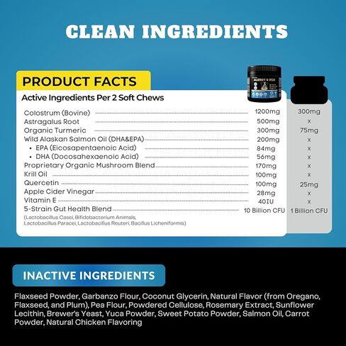 Dog Allergy Itch Relief Chews Supplement – Itchy Skin, Hot Spot & Dry Skin Support for Paw Licking, Anti-Itch Allergy Chews with Fish Oil, Colostrum & Probiotics – 120 Ct in Kuwait