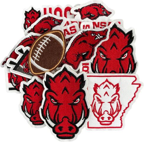 12PCS Arkansas Wild Boar Iron On Patches，Embroidered Applique Football for Jeans, T-Shirts, Hats, Backpacks & Sports Gear-Style 1 in Saudi Arabia