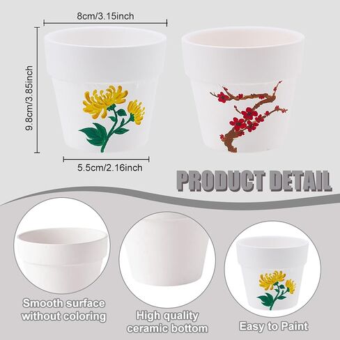 WEBEEDY 4 Sets DIY Ceramic Succulent Pots Paint Kit for Adults Beginner DIY Paintable Ceramics Pots with Butterfly Flower Stencils, Paints, Brushes, Palettes Paint Your Own Pots for Home Decor in Saudi Arabia