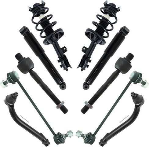 TRQ Front and Rear Steering & Suspension Kit Complete Strut & Coil Spring Assembly Shock Absorber Sway Bar Stabilizer Link Tie Rod Compatible with 2010-2013 Kia Forte Forte Koup in Saudi Arabia