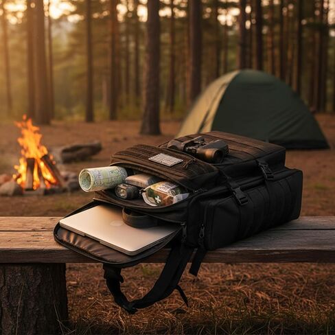 TOMSHOO 45L حقائب ظهر تكتيكية عسكرية كبيرة الحجم MOLLE 3 أيام حزمة هجومية للرجال والنساء في الهواء الطلق المشي لمسافات طويلة والصيد والتخييم (أسود) in Kuwait