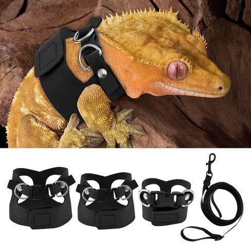 3 Pack Bearded Dragon Harness and Leash Set Adjustable Soft Leather Lizard Harness 3 Sizes with Leash for Bearded Dragon Lizard Squirrel in Saudi Arabia