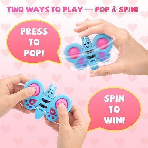 Valentines Day Cards for Kids School – 28 Pack Fidget Spinner Pop-It Toys with Airplane & Butterfly Valentines Greeting Cards, Classroom Exchange Valentines Gifts, Bulk Set for School Valentines Party in Saudi Arabia