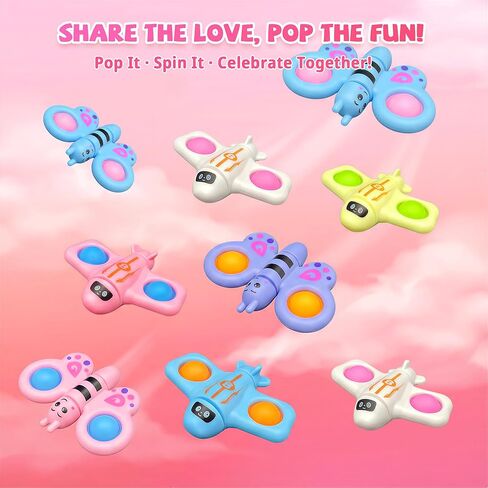 Valentines Day Cards for Kids School – 28 Pack Fidget Spinner Pop-It Toys with Airplane & Butterfly Valentines Greeting Cards, Classroom Exchange Valentines Gifts, Bulk Set for School Valentines Party in Saudi Arabia