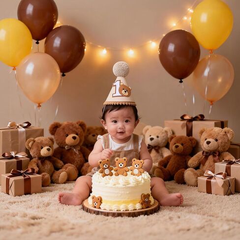 بيري أول عيد ميلاد تاج تيدي إلهام الدب قبعات حفلات عيد الميلاد الدب 1st Bday زينة لوازم الحفلات in Saudi Arabia