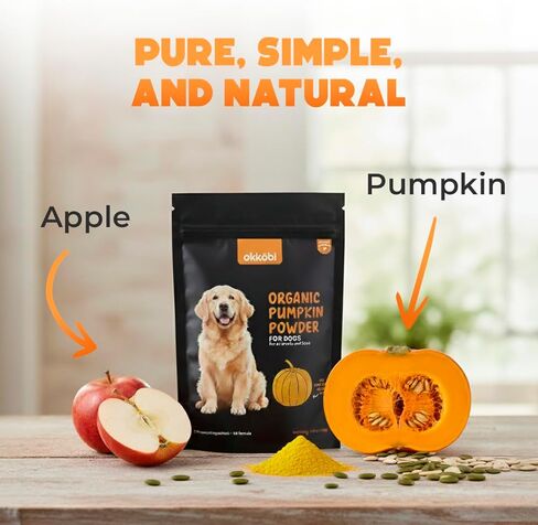 Organic Pumpkin for Dogs & Cats (8.82 oz) - Pumpkin Powder Including Seed & Apple - Supports Stool & Gut Health - Use on Food as Dog Fiber Supplement or Mix with Water for Puree in Saudi Arabia